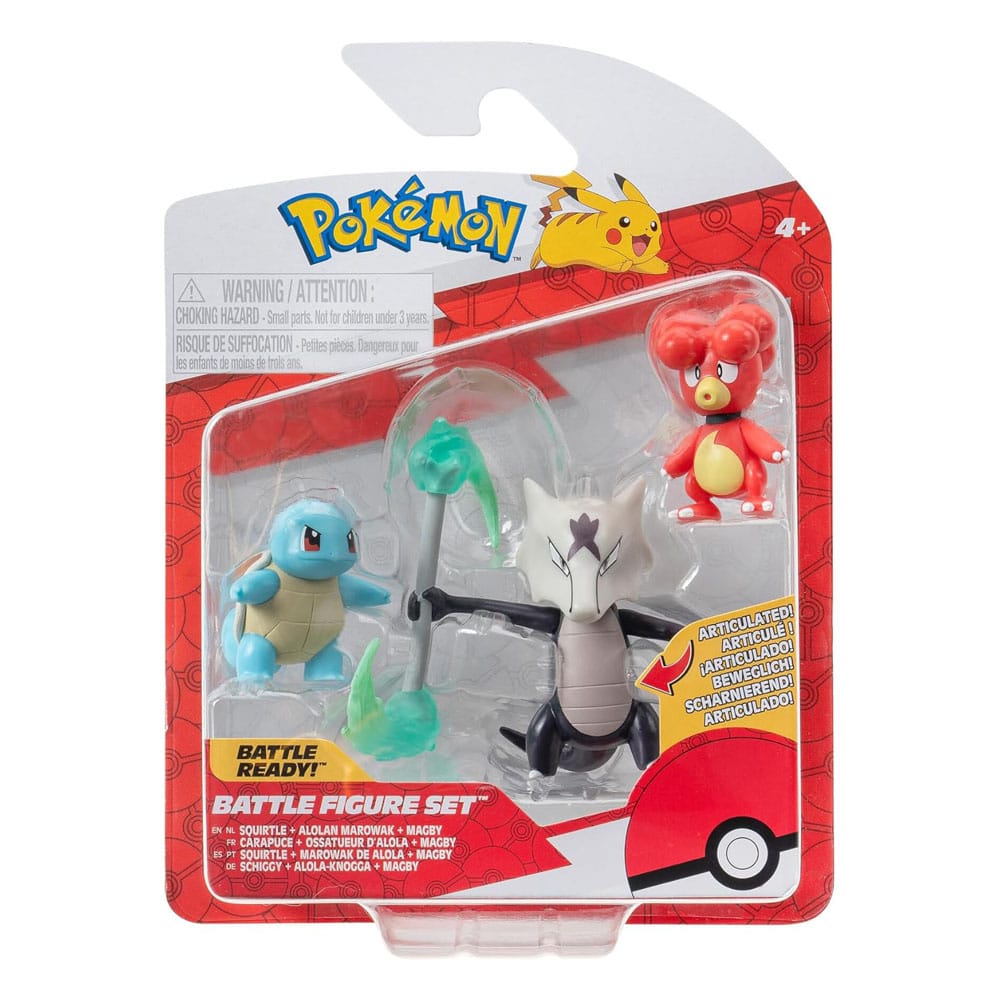 Pokémon Battle Figure Set 3-Pack Magby, Squirtle, Alolan Marowak