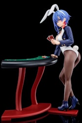(18+) The Demon Sword Master of Excalibur Academy Sakuya Sieglinde wearing lapis lazuli blue bunny costume with Nip Slip Gimmick System