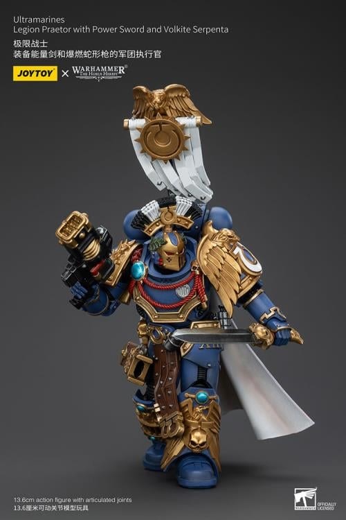 Warhammer: The Horus Heresy Ultramarines Legion Praetor with Power Sword and Volkite Serpenta 1/18 Scale Action Figure