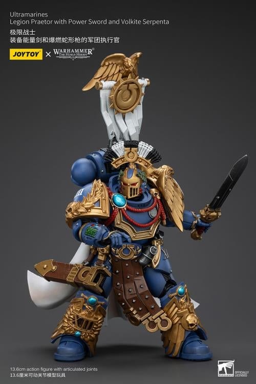 Warhammer: The Horus Heresy Ultramarines Legion Praetor with Power Sword and Volkite Serpenta 1/18 Scale Action Figure