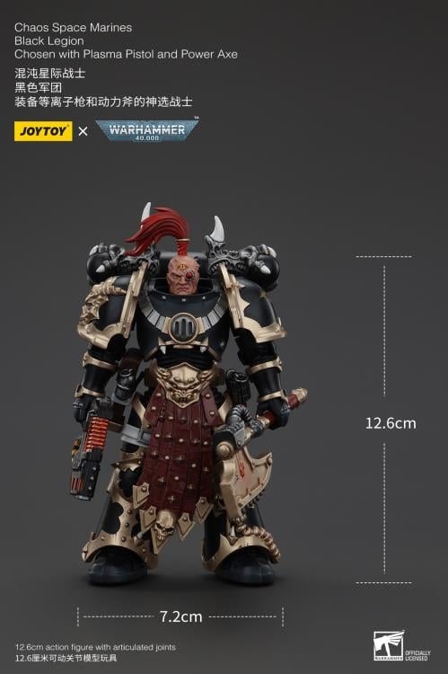 Warhammer 40K Chaos Space Marines Black Legion Chosen with Plasma Pistol and Power Axe 1/18 Scale Action Figure