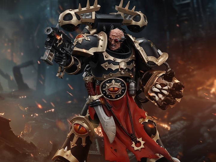 Warhammer 40K Chaos Space Marines Black Legion Chosen with Bolt Pistol and Power Fist 1/18 Scale Action Figure