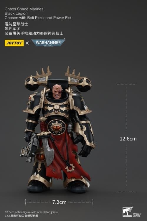 Warhammer 40K Chaos Space Marines Black Legion Chosen with Bolt Pistol and Power Fist 1/18 Scale Action Figure