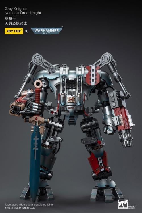 Warhammer 40K Grey Knights Nemesis Dreadknight with Terminator Caddon Vibova 1/18 Scale Action Figure Set