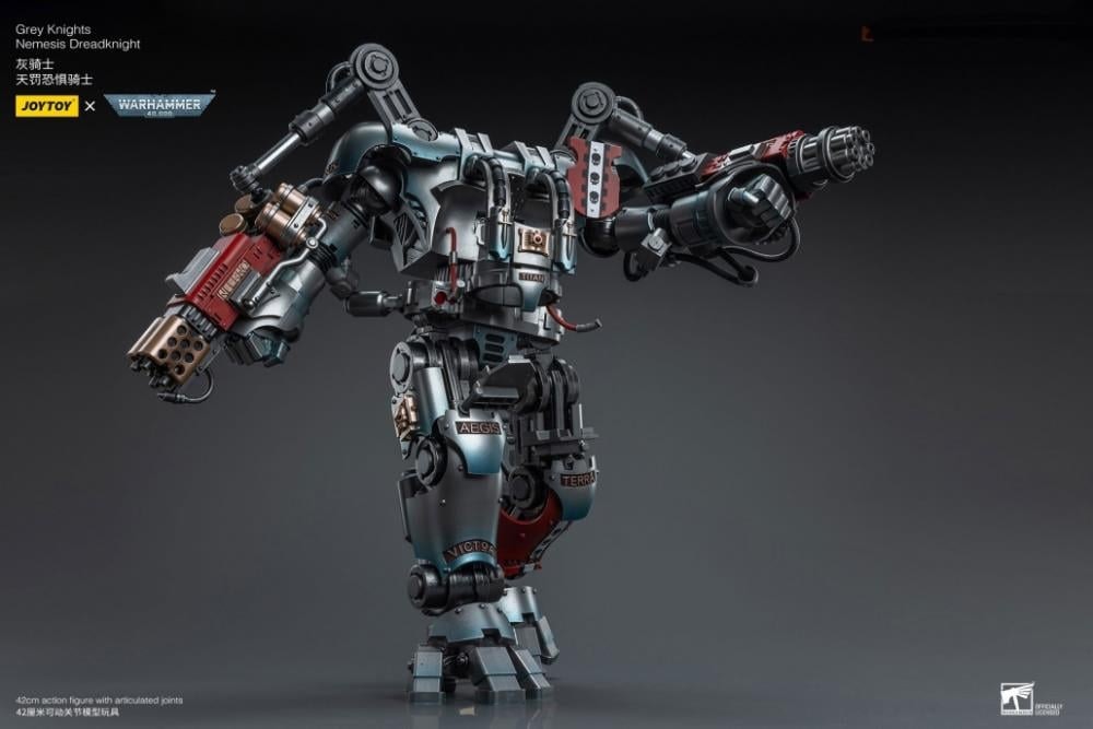 Warhammer 40K Grey Knights Nemesis Dreadknight with Terminator Caddon Vibova 1/18 Scale Action Figure Set
