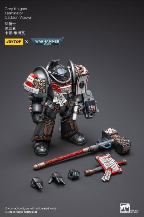 Warhammer 40K Grey Knights Nemesis Dreadknight with Terminator Caddon Vibova 1/18 Scale Action Figure Set