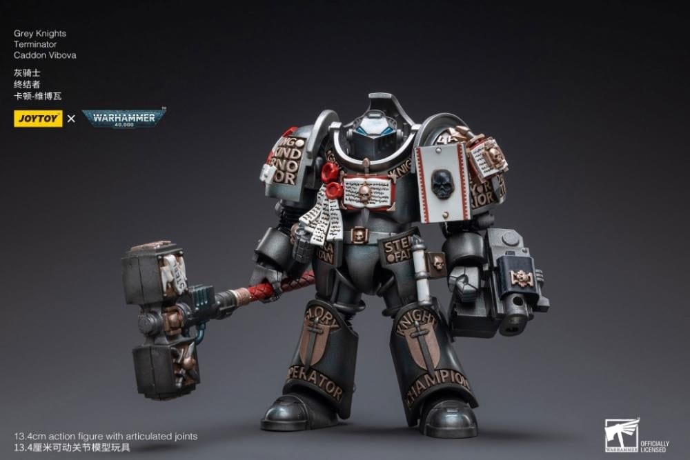 Warhammer 40K Grey Knights Nemesis Dreadknight with Terminator Caddon Vibova 1/18 Scale Action Figure Set