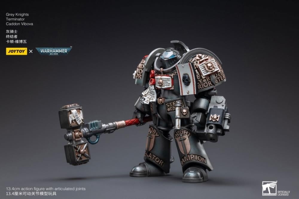 Warhammer 40K Grey Knights Nemesis Dreadknight with Terminator Caddon Vibova 1/18 Scale Action Figure Set
