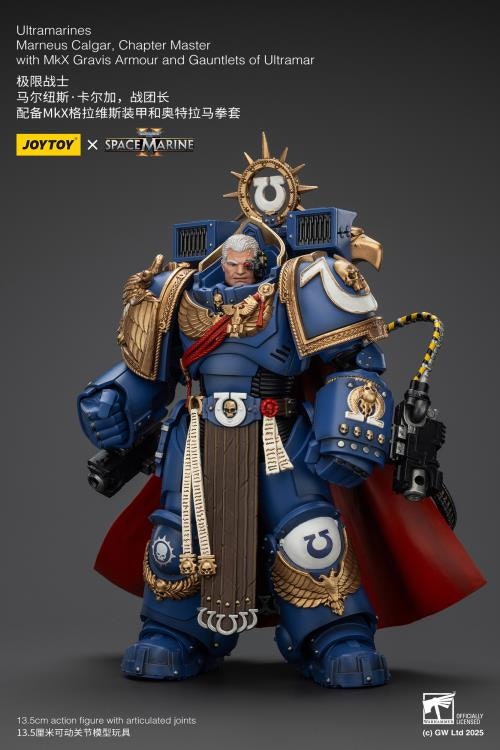 Warhammer 40,000: Space Marine 2 Ultramarines Marneus Calgar Chapter Master with MKX Gravis Armour and Gauntlets of Ultramar 1/18 Scale Action Figure