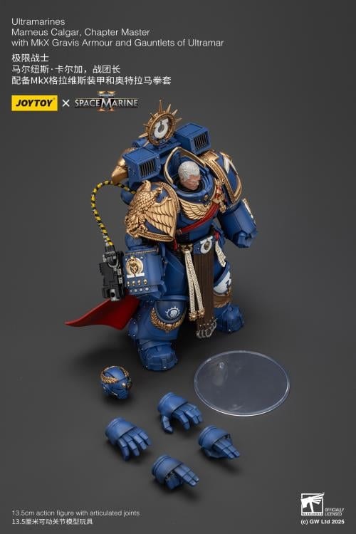 Warhammer 40,000: Space Marine 2 Ultramarines Marneus Calgar Chapter Master with MKX Gravis Armour and Gauntlets of Ultramar 1/18 Scale Action Figure