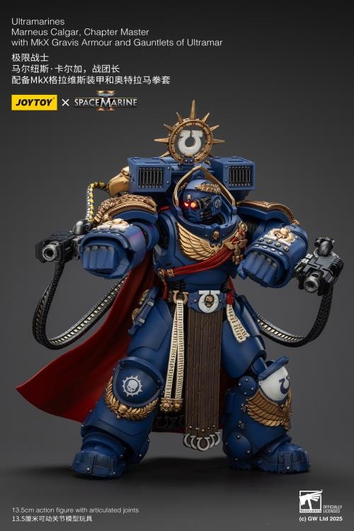 Warhammer 40,000: Space Marine 2 Ultramarines Marneus Calgar Chapter Master with MKX Gravis Armour and Gauntlets of Ultramar 1/18 Scale Action Figure