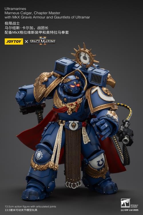 Warhammer 40,000: Space Marine 2 Ultramarines Marneus Calgar Chapter Master with MKX Gravis Armour and Gauntlets of Ultramar 1/18 Scale Action Figure