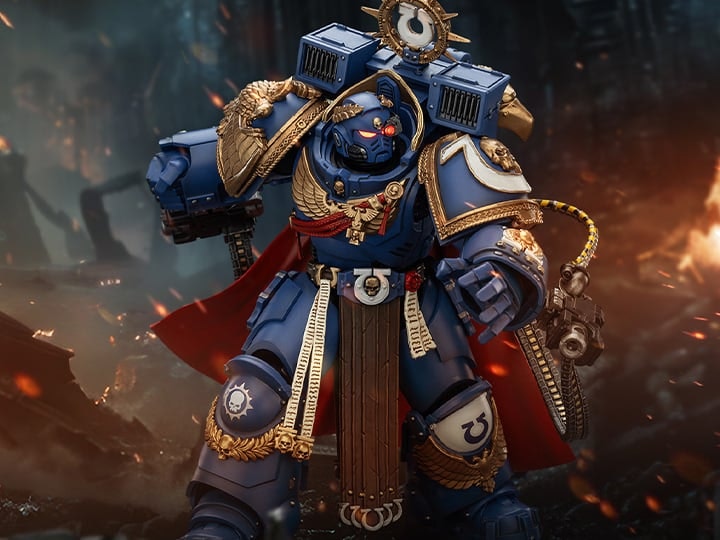 Warhammer 40,000: Space Marine 2 Ultramarines Marneus Calgar Chapter Master with MKX Gravis Armour and Gauntlets of Ultramar 1/18 Scale Action Figure