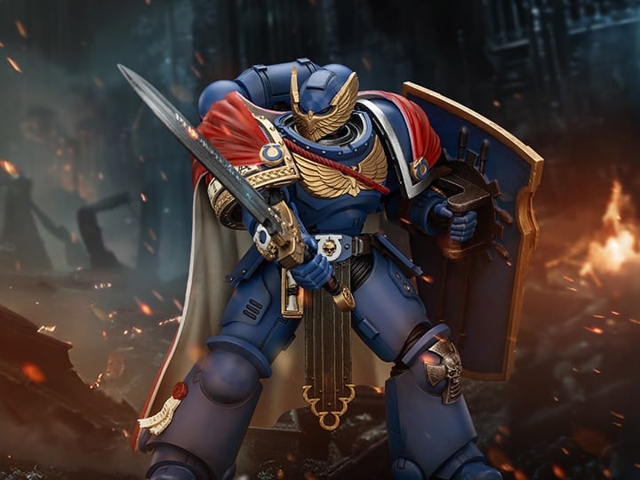 Warhammer 40,000: Space Marine 2 Ultramarines Victrix Honour Guard With Storm Shield And Power Sword 1/18 Scale Action Figure