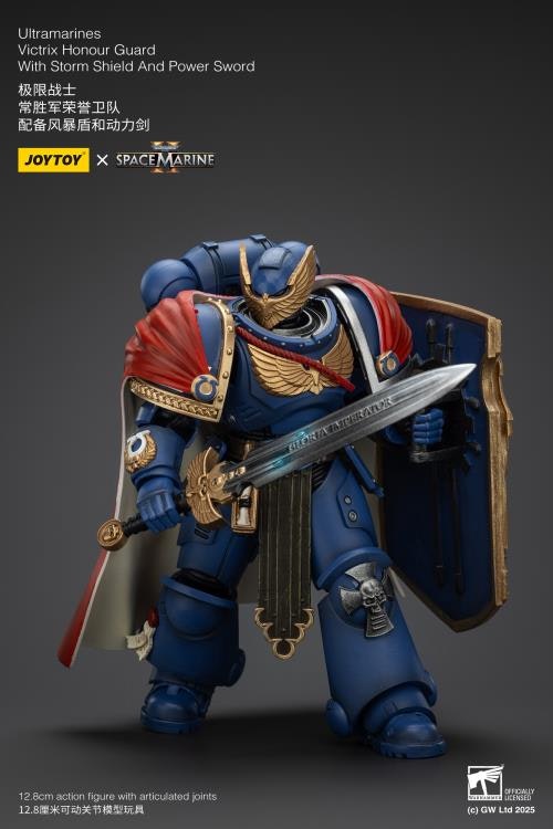 Warhammer 40,000: Space Marine 2 Ultramarines Victrix Honour Guard With Storm Shield And Power Sword 1/18 Scale Action Figure