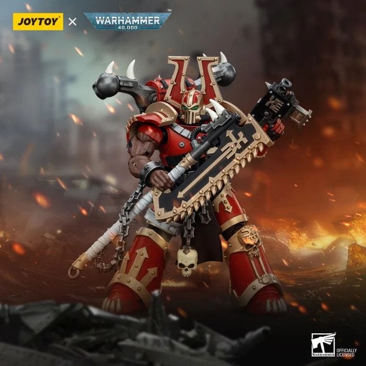 Warhammer 40K World Eaters Khorne Berzerker Eviscerator Chainaxe 1/18 Scale Action Figure