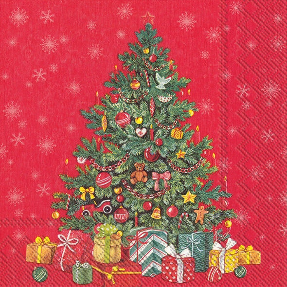 Ihr servett "Festive Christmas Tree red"