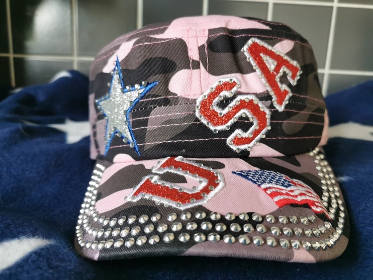 USA Star pink camo keps