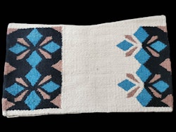 Ull filt beige blå svart  32 x 34 tum