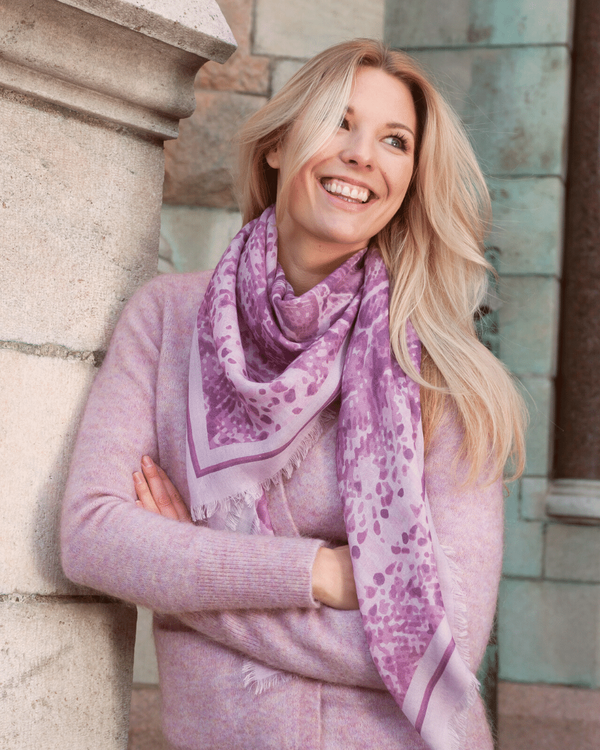 HELENA SAND Light & warm soft wool scarf in gorgeous pink and violet colors