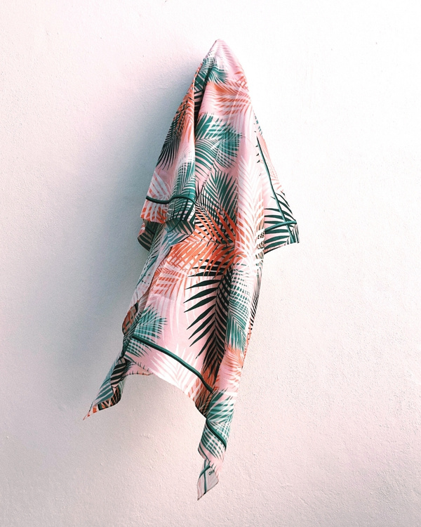 HELENA SAND stunning sarong of cotton/silk in peach color & palm leaf pattern