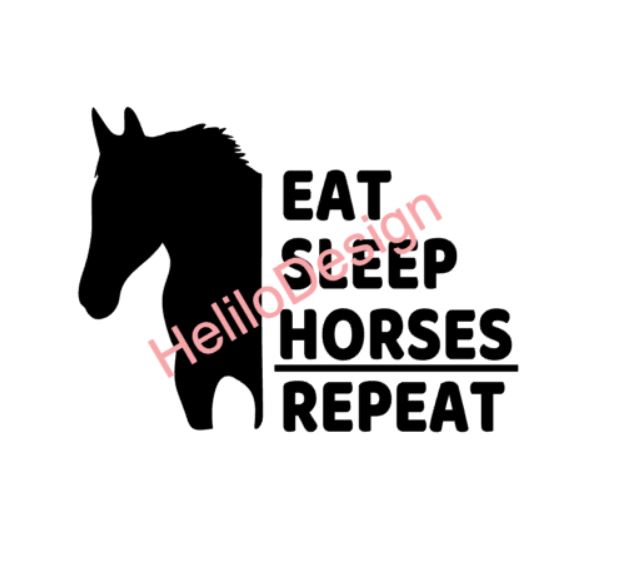 TEXTILTRYCK, EAT SLEEP HORSES REPEAT