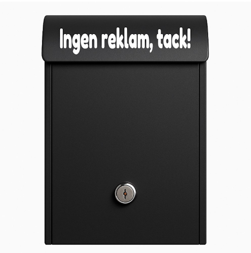 DEKAL TILL BREVLÅDA, INGEN REKLAM TACK (3x20cm)