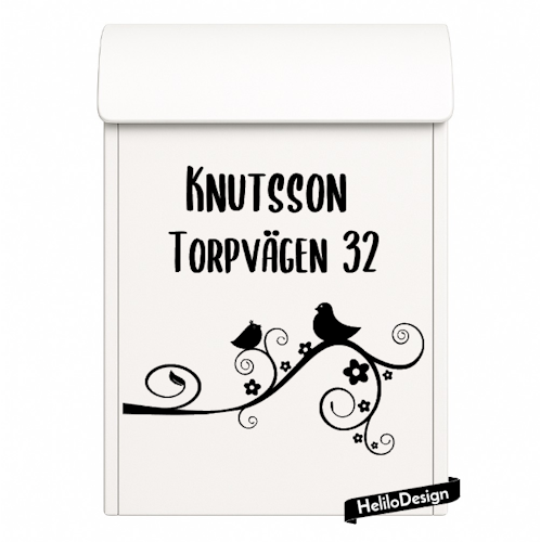DEKAL TILL BREVLÅDA, FÅGLAR PÅ KVIST (20x20cm)