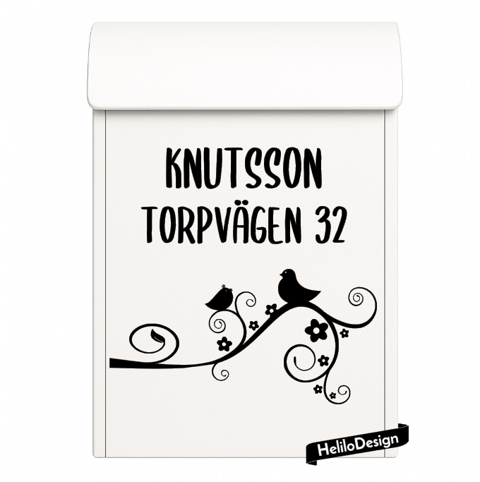 DEKAL TILL BREVLÅDA, FÅGLAR PÅ KVIST (20x20cm)