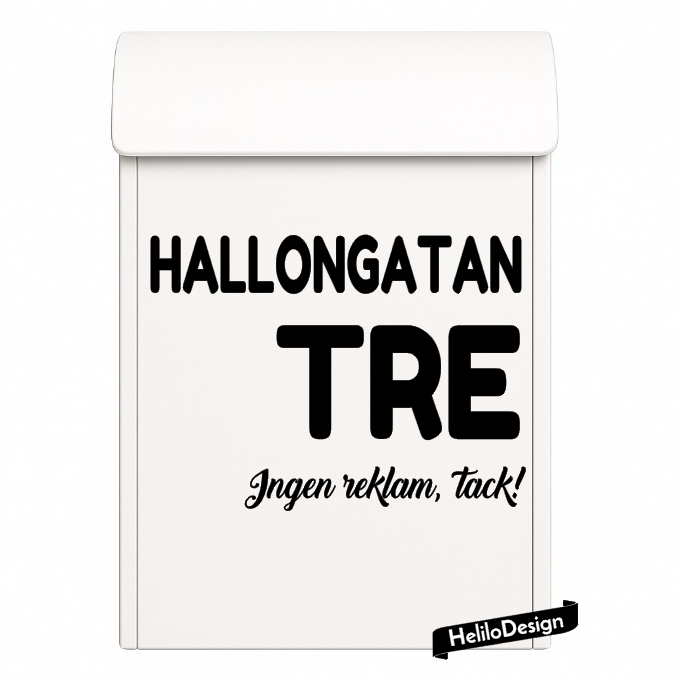 DEKAL TILL BREVLÅDA, GATUNAMN + INGEN REKLAM TACK (20x25cm)