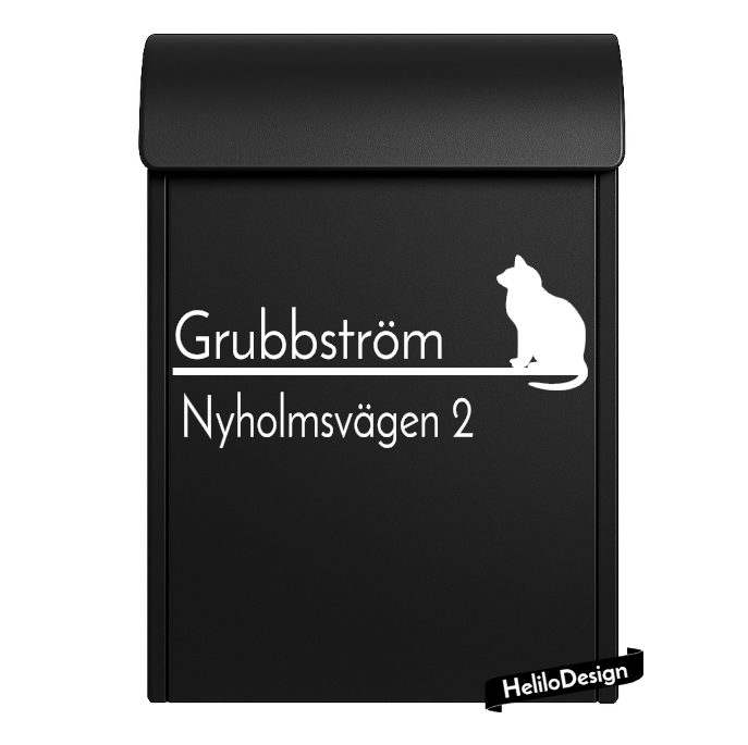 DEKAL TILL BREVLÅDA, KATT PÅ LINJE (10x20cm)