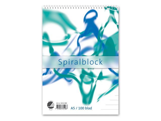 Spiralblock A5 60g 100 blad linjerat FP 10st