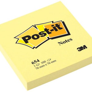 Notes POST-IT 76x76mm gul, 12 st/fp