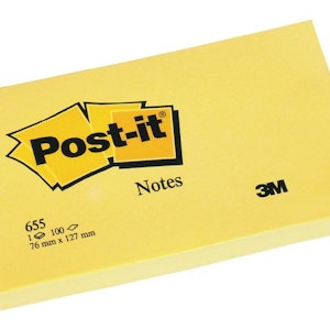 Notes POST-IT 76x127mm gul, 12 st/fp
