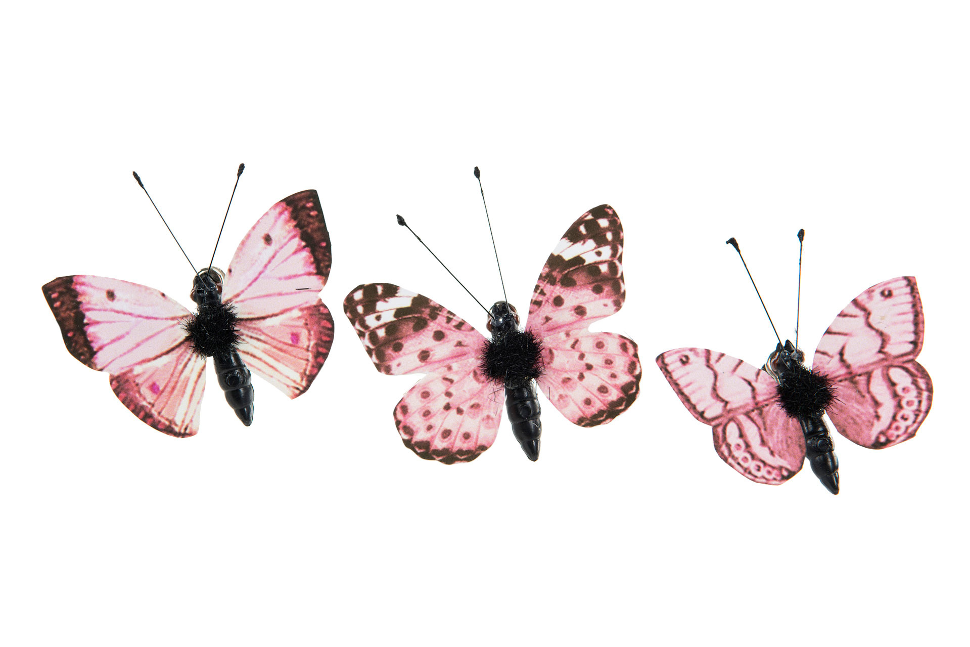 Fjärilar rosa 3 pak med clips