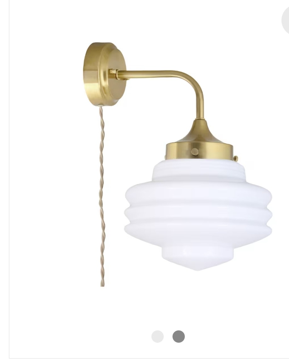 Vägglampa Valter Mässing/Opal Vit Munblåst