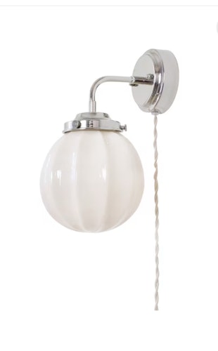Vägglampa Marit Nickel/Opal Beige Liten Munblåst