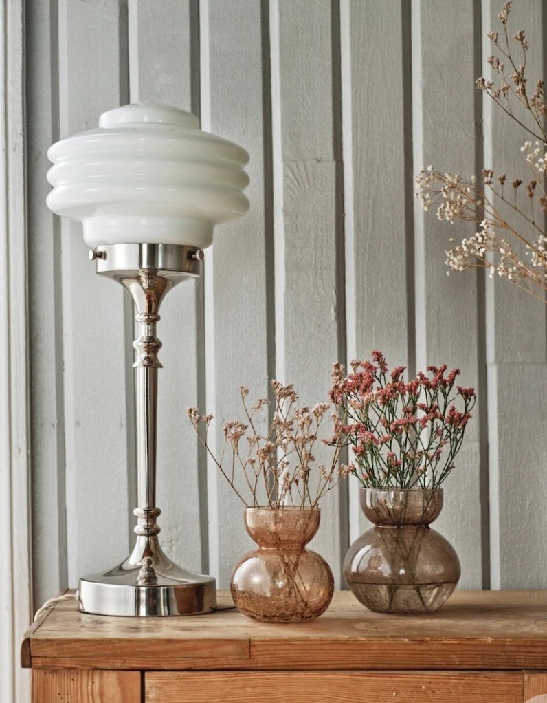 Bordslampa Valter Nickel/Opal Vit Munvbåst
