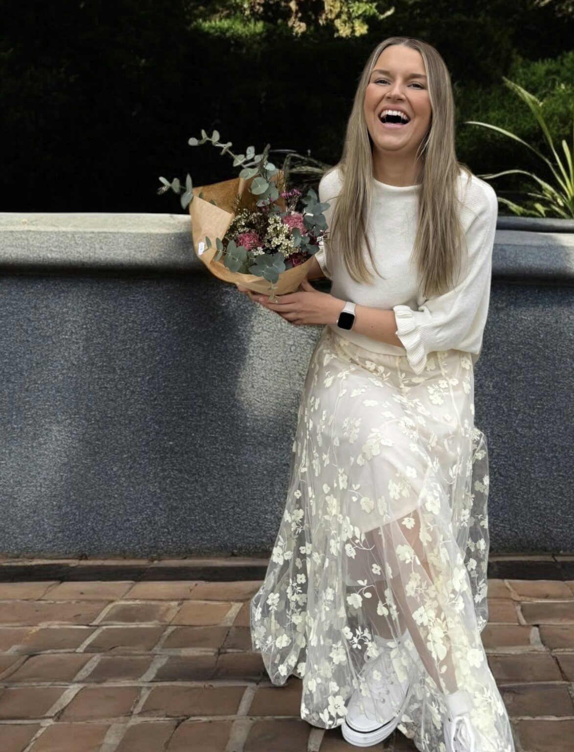 Blomster kjol gul