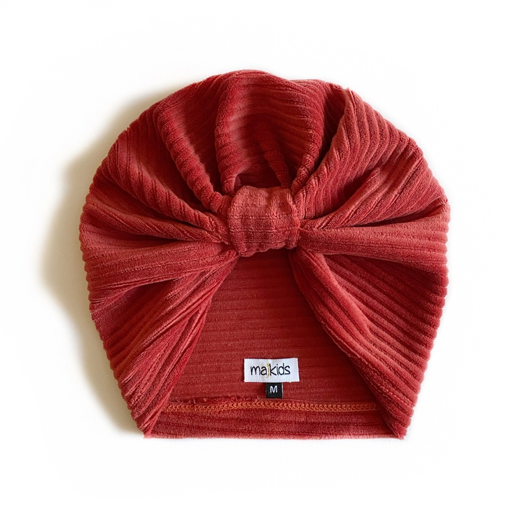 Turban - Brick red velour med manchesterlook
