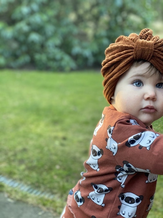 Turban -  Dusty Rose velour med manchesterlook