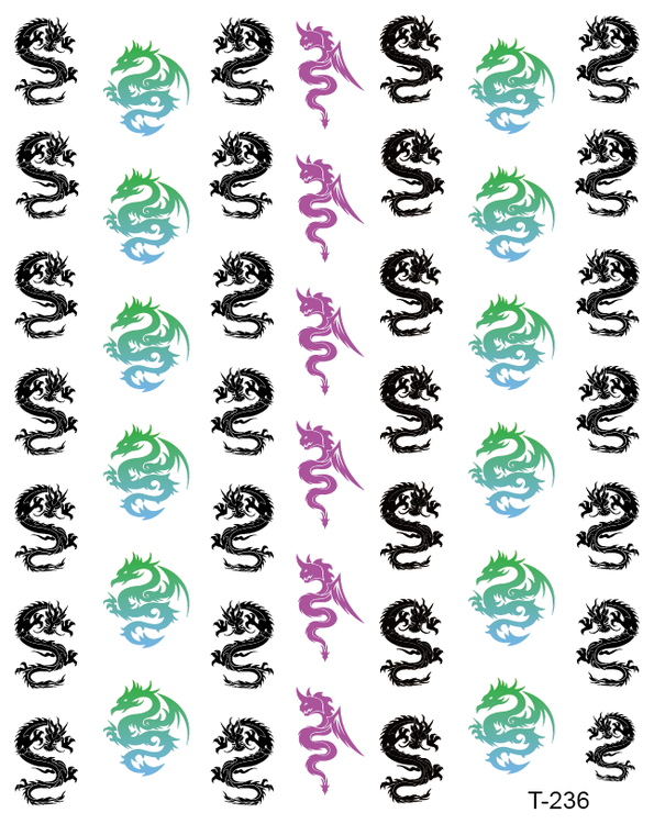 Dragon Stickers Svarta, gröna & lila
