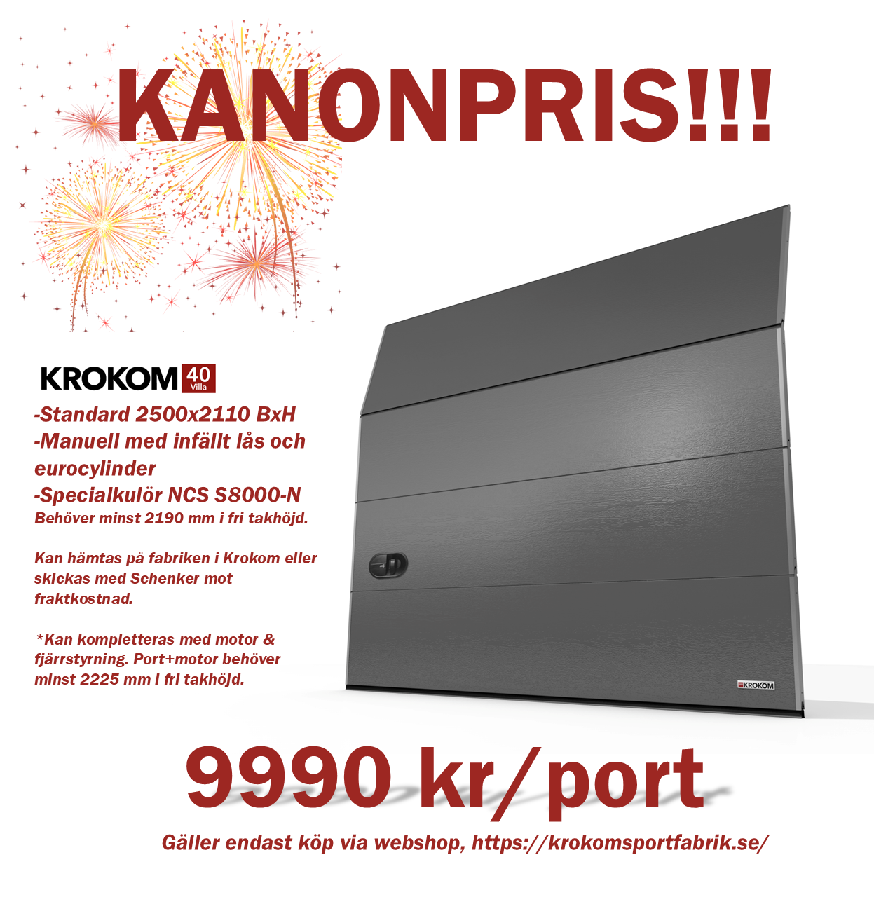 KANONPRIS GARAGEPORT!