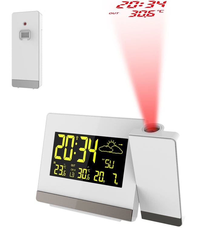 Projektionsväckarklocka med temperatur & väderprognos WT549