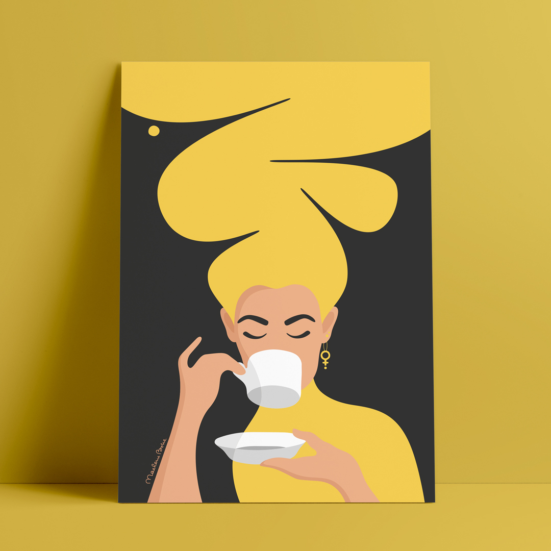 Kaffekvinnan | gul | visningsex
