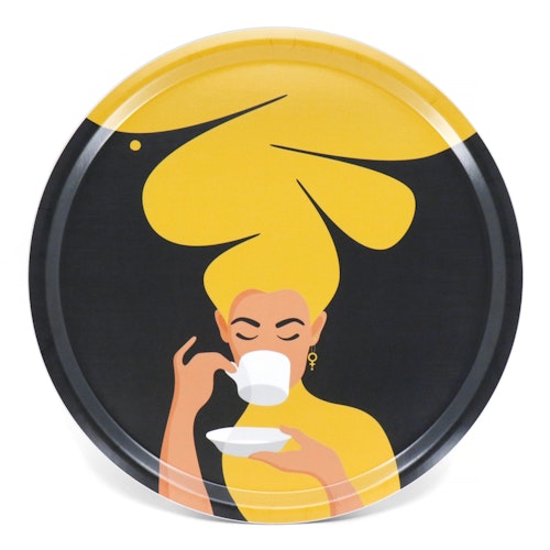 Bricka | Kaffekvinnan | gul | 38 cm | visningsex
