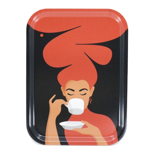 Bricka | 20x27 cm | Kaffekvinnan | röd