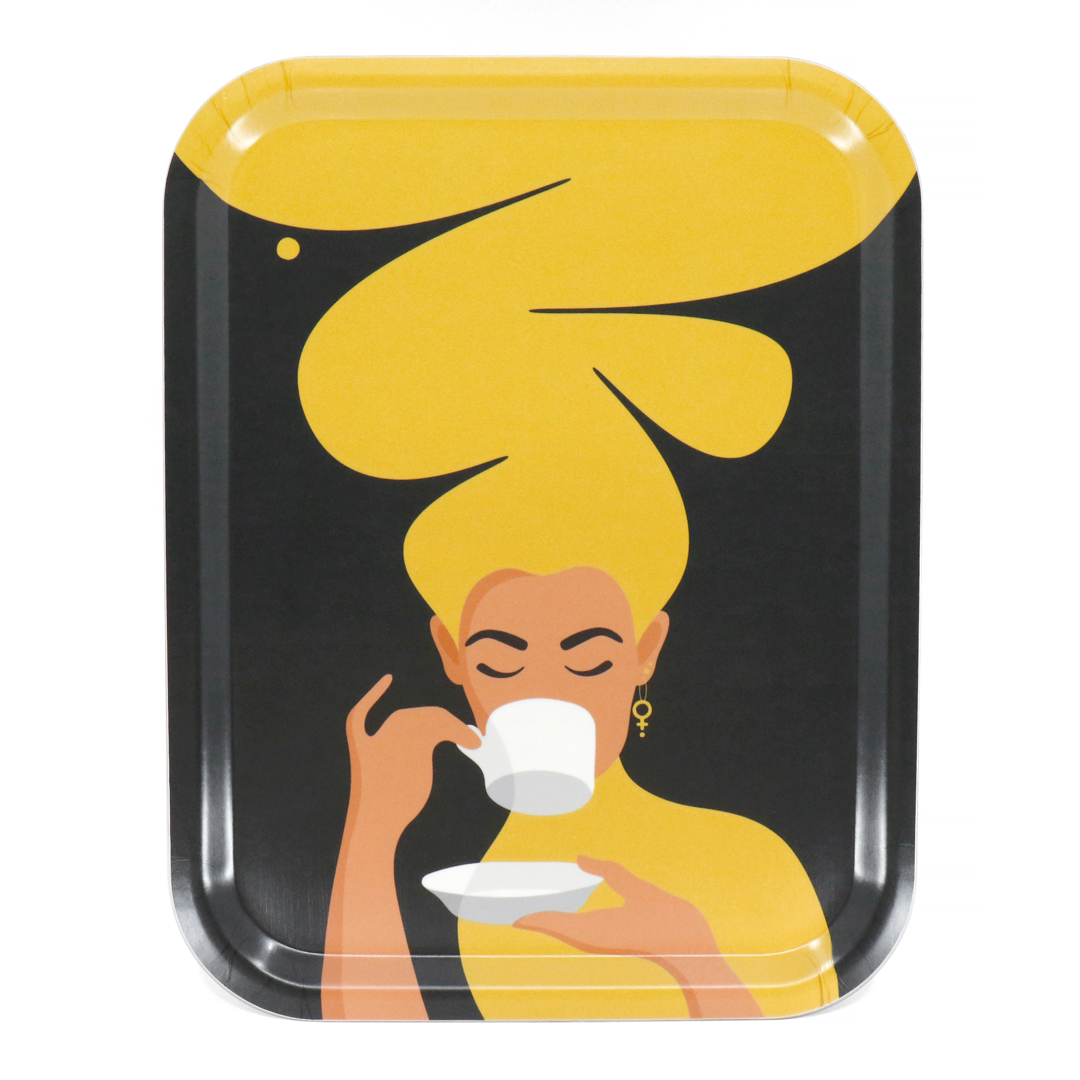 Kaffekvinnan | gul | rektangulär