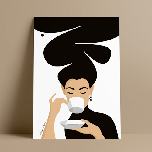 Kaffekvinnan | svartvit | utgående färg