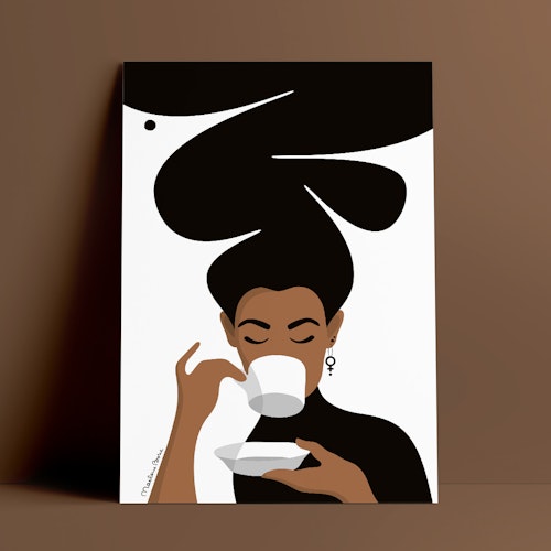 Kaffekvinnan | svartvit | brun